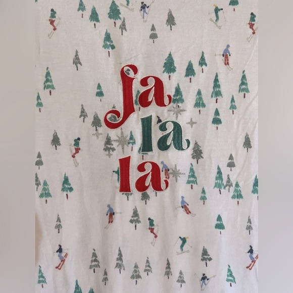 NEW! Honeydew Festive Soft White Pajama Set with Snow Ski & Tree Print - Picture 6 of 13